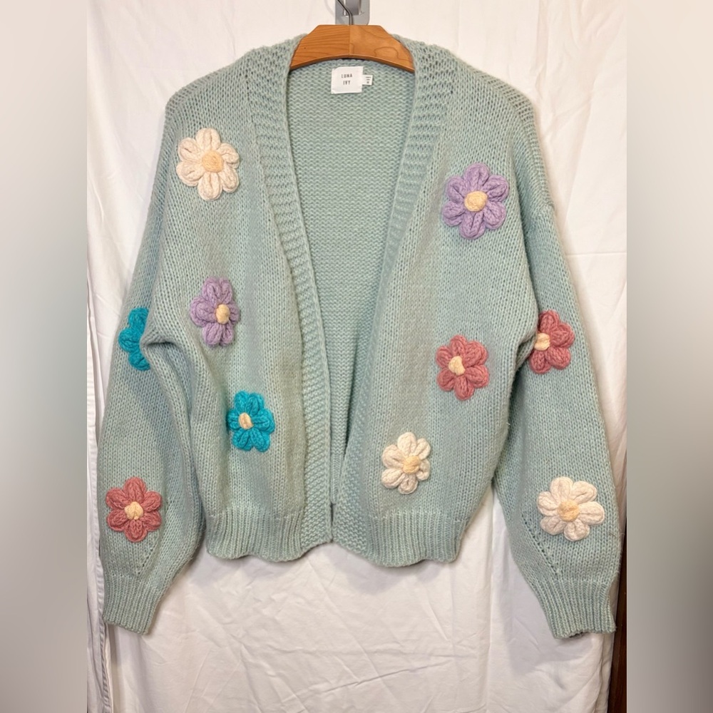 Anthropologie Luna Ivy Floral Embroidered Women's Sweater